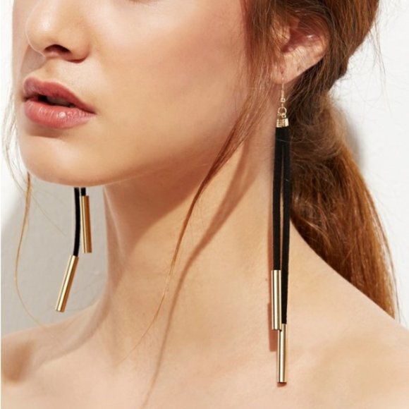 3/$12 Gold Plated Suede Cord Drop Earrings